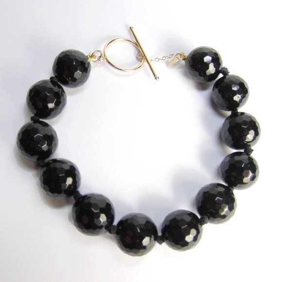 13.87 CTW Black ONYX 10KY GOLD Briolette Bracelet
